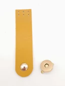 Çanta Aksesuar Hardal Renk Tek Kat Suni Deri Kapak 10.5x2.5 cm Light Gold Metal - 1