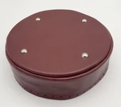 Çanta Aksesuar Bordo Suni Deri 22 cm Yuvarlak Yüksek Çanta Tabanı Gümüş Metalli - 3