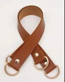 Çanta Aksesuar Suni Deri 38x2.5 cm Taba Renk Çift Çanta Sapı Light Gold Metalli - 1