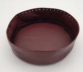 Çanta Aksesuar Bordo Suni Deri 22 cm Yuvarlak Yüksek Çanta Tabanı Gümüş Metalli - 1