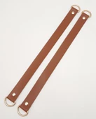 Çanta Aksesuar Suni Deri 38x2.5 cm Taba Renk Çift Çanta Sapı Light Gold Metalli - 2