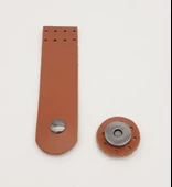 Çanta Aksesuar 11x3 cm Taba Gerçek Deri Düz Çanta Kapağı Füme Metalli thumbnail 2