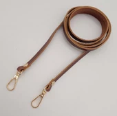 Çanta Aksesuar Gerçek Deri Spagetti Model Kızıl Kahve Light Gold Metal Çanta Sapı - 4