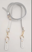 Çanta Aksesuar 130x1.5 cm Beyaz Gerçek Deri Light Gold Tokalı Çanta Sapı - 1