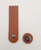 Çanta Aksesuar 11x3 cm Taba Gerçek Deri Düz Çanta Kapağı Füme Metalli thumbnail 1