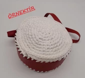 Çanta Aksesuar Kahverengi Suni Deri Davul Çanta Aparatı Gümüş Metal - 3