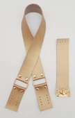 Çanta Aksesuar 70x4 cm Suni Deri Çanta Saplı Kapaklı Gold Renk Çanta Seti Light Gold Metalli - 1