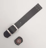 Çanta Aksesuar 18x2.3 cm Koyu Kahverengi Gerçek Deri Tokalı Çanta Kapağı Gümüş Metalli - 1
