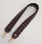 Çanta Aksesuar 62 cm Yassı Örgü Model Suni Deri Kahverengi Çanta Sapı Light Gold Metalli - 3