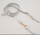 Çanta Aksesuar 130x1.5 cm Beyaz Gerçek Deri Light Gold Tokalı Çanta Sapı - 2