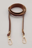 Çanta Aksesuar Gerçek Deri Spagetti Model Kızıl Kahve Light Gold Metal Çanta Sapı - 3