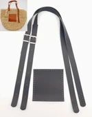 Çanta Aksesuar Suni Deri Cepli Ayarlanabilir Çift Saplı Çanta Seti Siyah Gümüş Metalli thumbnail 1