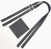 Çanta Aksesuar Suni Deri Cepli Ayarlanabilir Çift Saplı Çanta Seti Siyah Gümüş Metalli thumbnail 4