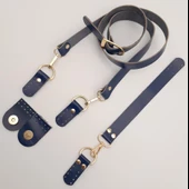 Çanta Aksesuar Gerçek Deri Foryouu Model Çanta Deri Seti Lacivert Renk Light Gold Metalli - 4