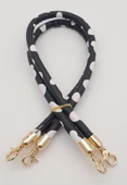 Çanta Aksesuar Çift Kordon Çanta Sapı Siyah Beyaz Leopar Light Gold Metalli - 2