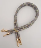 Çanta Aksesuar Çift Kordon Çanta Sapı Gri Lila Çiçekli Light Gold Metalli - 3
