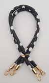 Çanta Aksesuar Çift Kordon Çanta Sapı Siyah Beyaz Leopar Light Gold Metalli - 1