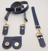 Çanta Aksesuar Gerçek Deri Foryouu Model Çanta Deri Seti Lacivert Renk Light Gold Metalli - 3