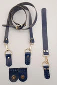 Çanta Aksesuar Gerçek Deri Foryouu Model Çanta Deri Seti Lacivert Renk Light Gold Metalli - 2