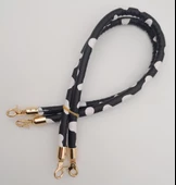 Çanta Aksesuar Çift Kordon Çanta Sapı Siyah Beyaz Leopar Light Gold Metalli - 3