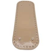 Çanta Aksesuar Parlak Rugan Deri 32x12 cm Dikdörtgen Çanta Tabanı Bej Renk Gümüş Metalli - 1