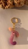 T  Harfi Gökkuşağı Renkleri Kırmızı Sim Süsleme Anahtarlık Gold Aksesuarlı El Yapımı Epoksi thumbnail 5