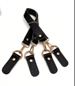 Çanta Aksesuar Gerçek Deri 55 cm Misu Model Çift Çanta Sapı Siyah Renk Light Gold Metal - 1