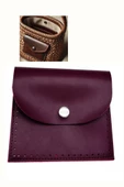 Çanta Aksesuar 14X12.5 cm cm Bordo Renk  Çıtçıtlı Suni Deri Cep - 1