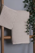 %100 Pamuk Premium Pike Desenli 2’li Set Bej: Havlu 50x100cm El, Yüz Havlusu & 16x22cm Kese - 3