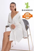 Bambu Lüks Nakışlı Kimono Slim Fit Sabahlık - 1