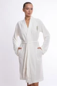 Bambu Lüks Nakışlı Kimono Slim Fit Sabahlık - 4
