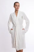 Bambu Lüks Nakışlı Kimono Slim Fit Sabahlık - 5