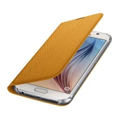Samsung Galaxy S6 Flip Wallet (Tekstil) Orjinal Sarı EF-WG920BYEGWW (Outlet) thumbnail 1
