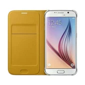 Samsung Galaxy S6 Flip Wallet (Tekstil) Orjinal Sarı EF-WG920BYEGWW (Outlet) thumbnail 2