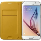 Samsung Galaxy S6 Flip Wallet (Deri Görünümlü) Orjinal Sarı EF-WG920PYEGWW - 3