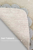 Gülruba Köşeli Vizon Çeyizlik Dantelli 2'li Banyo Paspası Seti Kaymaz Tabanlı Klozet Takımı - 3