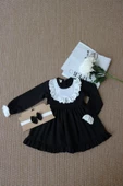 Kız Çocuk Ruby Siyah Uzun Kollu Dantel Detaylı Fırfırlı Elbise Bandana Takım thumbnail 1