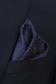Esgue Hand Made 7.5 cm Kahve-Lacivert Desenli Mendilli Kravat - 4