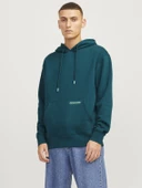 Jack&Jones Erkek Oversize Kapüşonlu Sweatshirt - Minimalist Günlük - 8