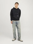 Jack&Jones Erkek Oversize Kapüşonlu Sweatshirt - Minimalist Günlük - 6