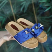 Jude Saks Mavisi Saten Ayıcıklı Terlik thumbnail 4