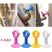 Periboia Renkli Vantuzlu Geçmeli Kapı Kolu Stoper 4lü Set - 1
