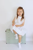 Kız Çocuk Eloise Beyaz Fisto Elbise Toka Takım ELB-0084. thumbnail 6