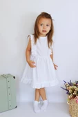 Kız Çocuk Eloise Beyaz Fisto Elbise Toka Takım ELB-0084. thumbnail 5