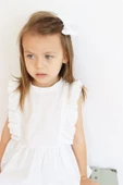 Kız Bebek Eloise Beyaz Fisto Elbise Toka Takım ELB-0084. - 4