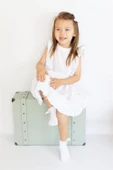 Kız Bebek Eloise Beyaz Fisto Elbise Toka Takım ELB-0084. - 3