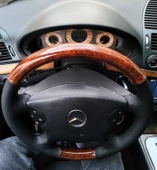 Mercedes W211 E220 Araca Özel Dikmeli Direksiyon Kılıfı (AHŞAP SOFT NOKTA DERİ) thumbnail 3