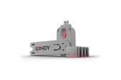 LINDY - LIN-40450 USB 4 adet Port Kilidi, Pembe Renk - 1
