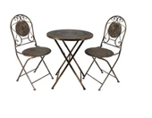 Panalı Ferforje Metal Masa Sandalye Seti Brown MG43 - 1