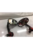 Motosiklet Gidon Aynası Oval - Kırmızı Renk Topuz - Supermto - 1